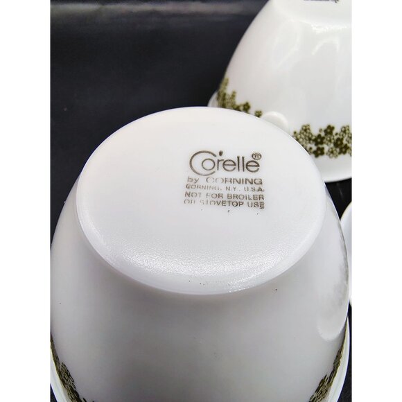 Coffee Cups Spring Blossom Green Crazy Daisy Corning Ware Vintage Lot of 3 - Picture 14 of 16